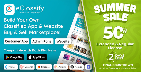 eClassify - Classified ads Buy and Sell Marketplace Flutter App with Laravel Admin Panel