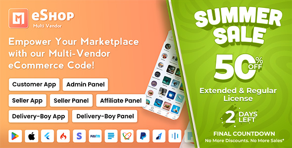 eShop - Multi Vendor eCommerce App & eCommerce Vendor Marketplace Flutter App