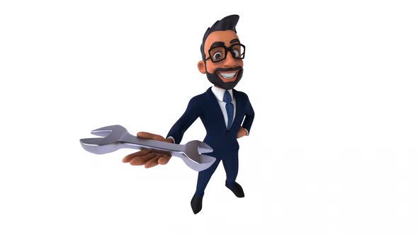 Fun 3D cartoon animation of an indian businessman alt