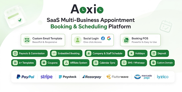 Aoxio - SaaS Multi-Business Booking & Appointment Scheduling Software