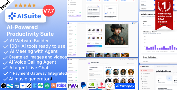 AI Suite – AI Website Builder and Live chat, ai image and ai video generator& Gemini AI Powered SaaS