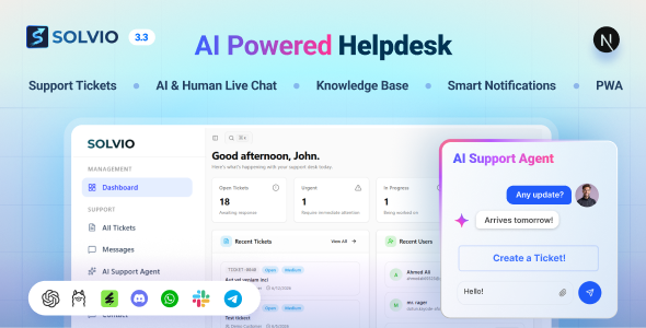 Solvio - AI Chatbot Helpdesk & Customer Support Ticket System with Live Chat & Knowledge Base