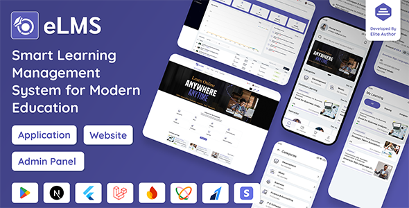 eLMS - Online Learning Management System LMS | Flutter App with Laravel Admin Panel | Next.js Web