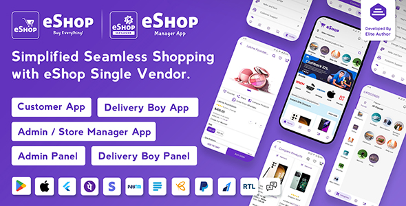 eShop - eCommerce Single Vendor App | Shopping eCommerce App with Flutter