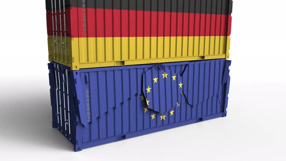 Container with Flag of Germany Breaks Container with Flag of EU alt