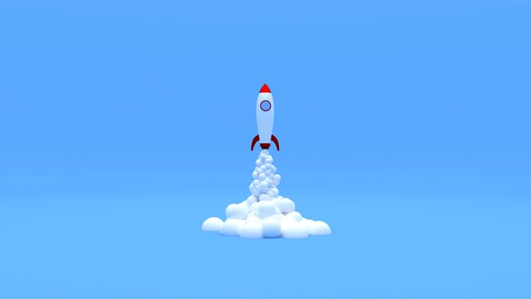 Rocket Launch Blast Smoke From Nozzle Stylish Minimalistic Design Footage