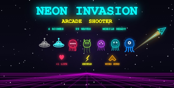 Neon Invasion | HTML5 Arcade Space Shooter Game