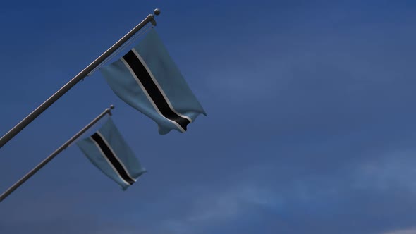 Botswana  Flags In The Blue Sky - 2K