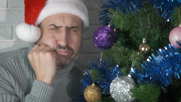Santa Man with Sorrowful Face