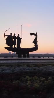 Monument To the Founders of the City in the Morning at Dawn