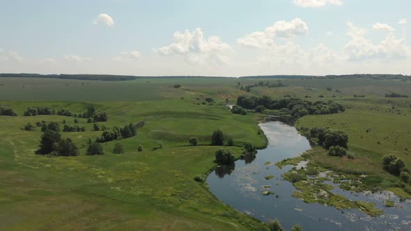 Aerial Top View of River on Sunny Day