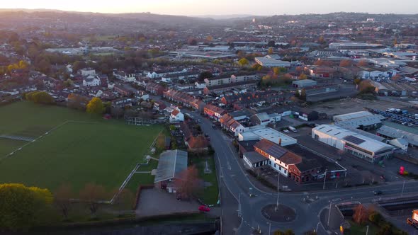 Pan over Alphington in Exeter during golden hour