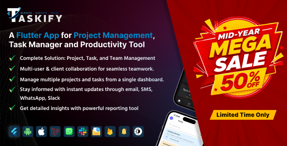 Taskify Flutter App - Project Management, Task Manager and Productivity Tool