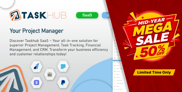 Taskhub SaaS - Project Management Tool, Finance & CRM Tool