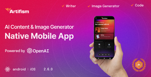 Artifism - AI Content, Image, Voiceover & Code Generator Mobile App