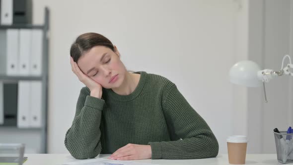 Young Woman Sleeping at Home