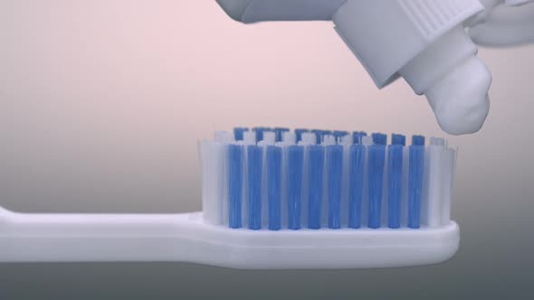 Toothbrush paste on toothbrush, Slow Motion