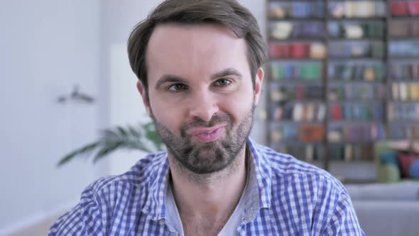 No Casual Beard Man Denying Offer By Shaking Head Rejecting