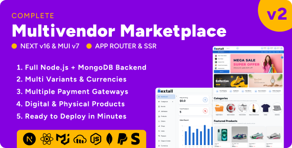 Nextall – React Multivendor Ecommerce Marketplace Script with Next js, Node js & MongoDB