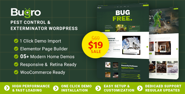 Bugro - Pest Control, Exterminator & Fumigation Services WordPress Theme