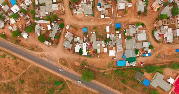 A Bird's-eye View Taken Over a City with Ruined Houses in Namibia, Africa