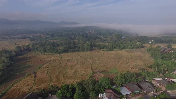 Countryside Village, Mountain Village in Phrae Province, ThailandAerial Shot