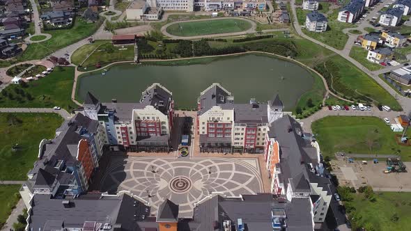 Krasnodar. German village. Russia. Beautiful modern city. Roofs of European houses.