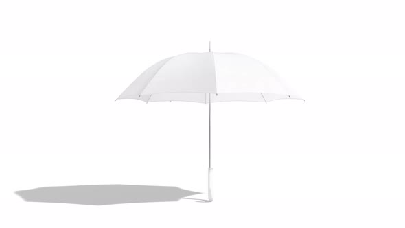 Blank white opened umbrella mock up stand, looped rotation