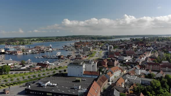 Drone footage of Svendborg in Denmark
