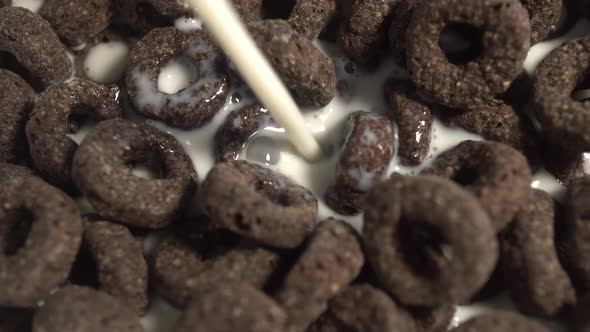 Breakfast Chocolate Flakes Rings Pour Milk