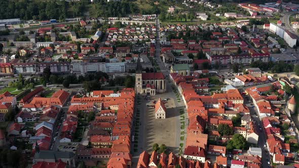 Aerial view of the beautiful city of Bardejov in Slovakia