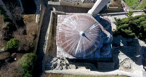 Drone flight video over mosque in Pocitelj