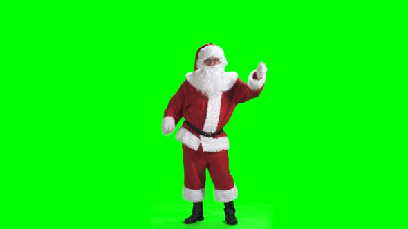Merry Christmas. Dancing Santa Claus In Full Growth In Red Suit