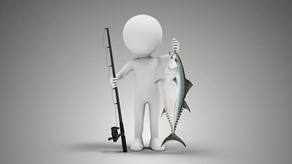 3D Man Fisherman Loop with Alpha alt