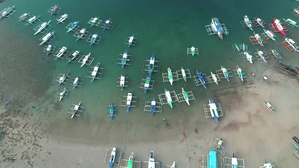 Aerial Drone View of Boats Anchored in the Bay with Clear and Turquoise Water