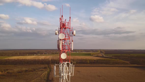 Telecommunication tower of 4G and 5G cellular.