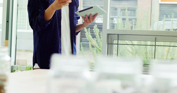 Man using digital tablet and mobile phone