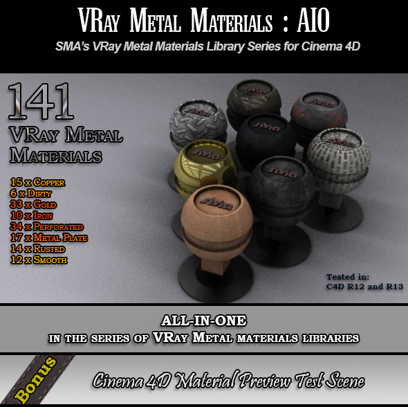 141 VRay Metal [AIO] Materials Pack for Cinema 4D