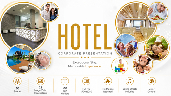 Hotel Promo Presentation for After Effects with 22 Media Placeholders*