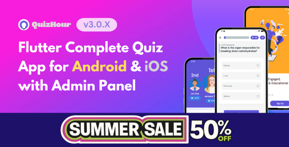 Quizhour - Flutter Quiz App for Android & iOS with Admin Panel