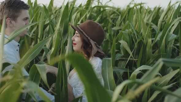 Loving Couple in the Corn Field