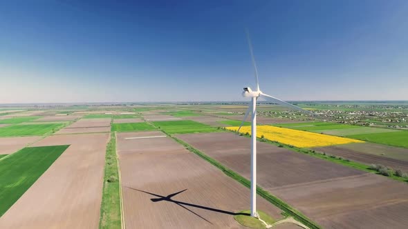 Aerial View of Wind Turbines Energy Production