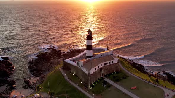 Sunset aerial view of tourism postal card at downtown Salvador Bahia Brazil.