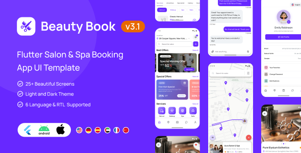 Beauty Book | Salon and Spa Booking App UI Template for Flutter