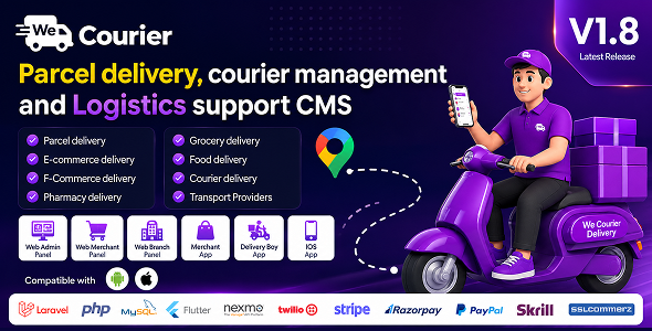 We Courier - Courier & Logistics Management CMS With Merchant and Delivery App