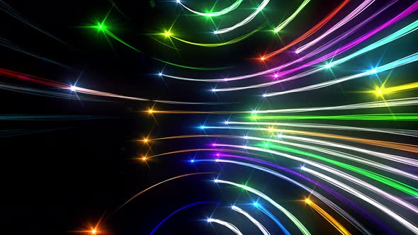 Colorful Horizontal Curved Light Trails Seamless Loop