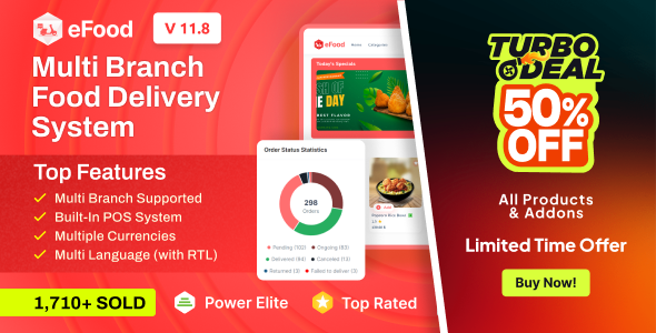 eFood - Food Delivery App with Laravel Admin Panel + Delivery Man App