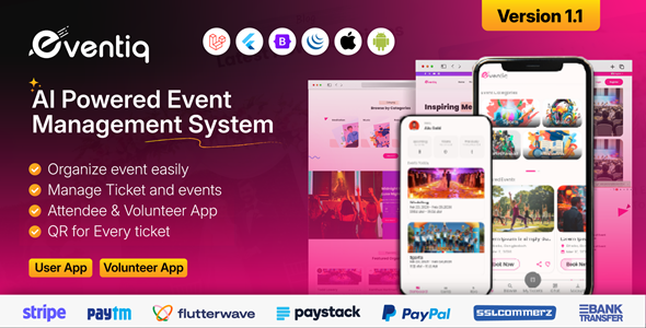 Eventiq | Event Management with Ticket Booking Web and Mobile App