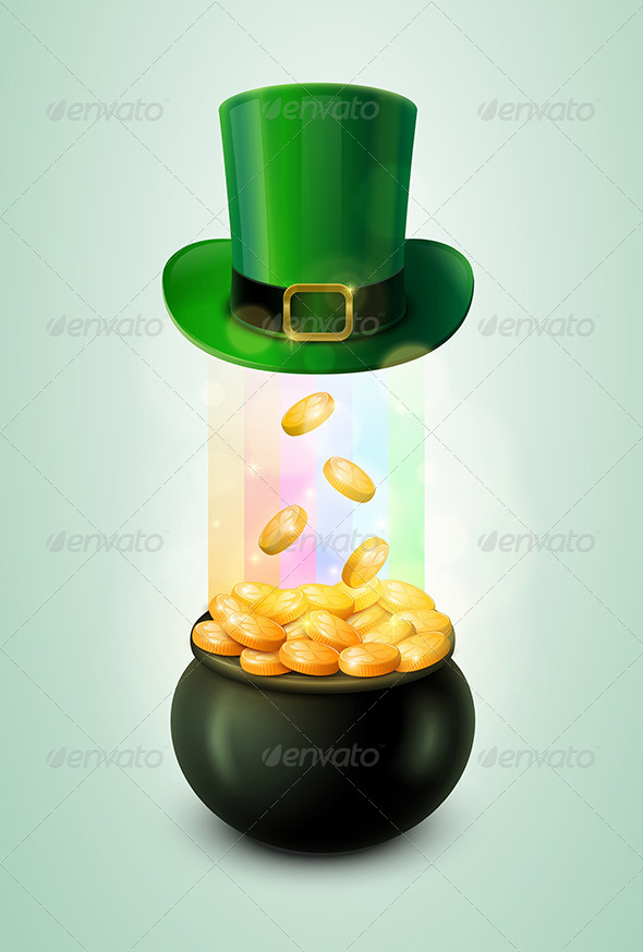 Pot of Gold and Green Leprechaun Hat