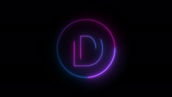 Neon Light D Letter Intro Animation